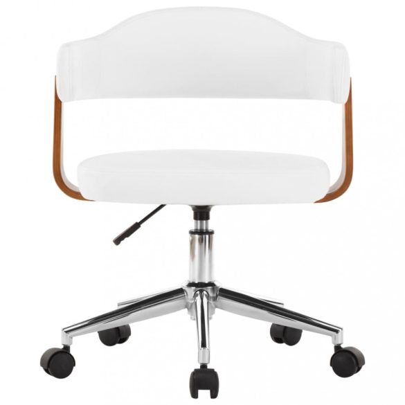 fehér hajlított fa és műbőr forgó étkezőszék