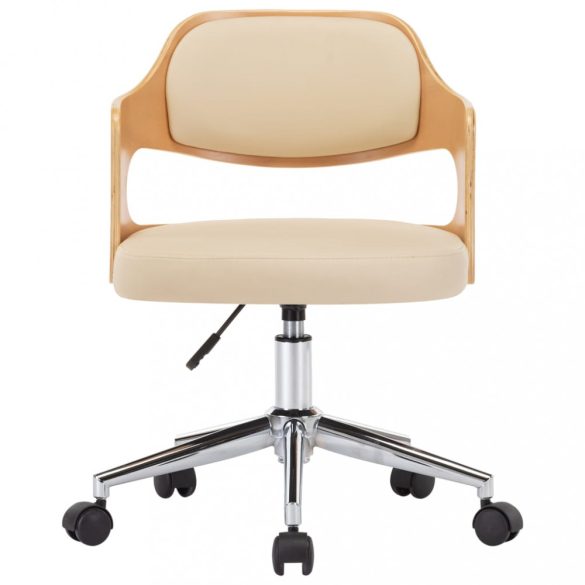 krémszínű hajlított fa és műbőr forgó étkezőszék