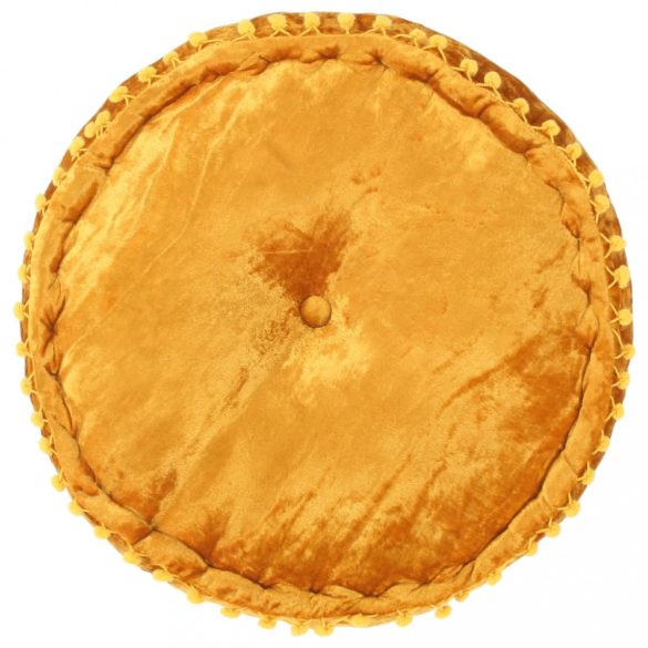 mustársárga kerek bársony puff 40 x 20 cm