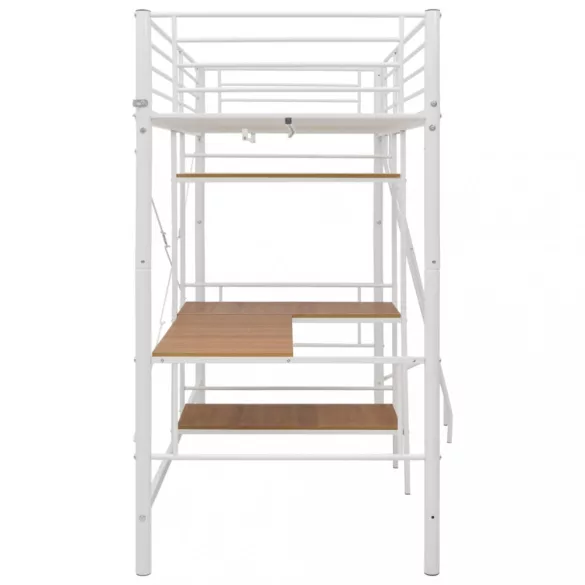 fehér fém emeletes ágykeret asztallal 90 x 200 cm