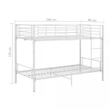 fehér fém emeletes ágy 90 x 200 cm