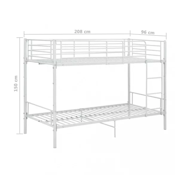 fehér fém emeletes ágy 90 x 200 cm
