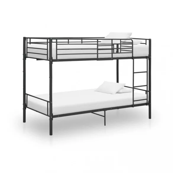 fekete fém emeletes ágy 90 x 200 cm