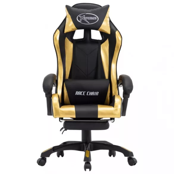 arany és fekete műbőr versenyszék lábtartóval