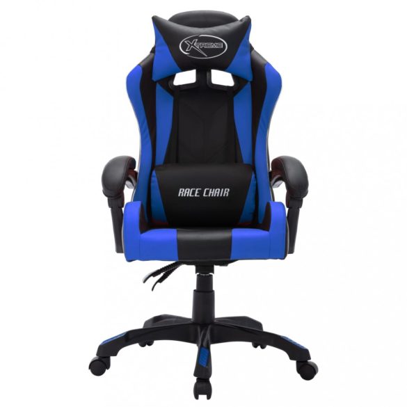 kék és fekete műbőr versenyszék RGB LED-világítással