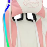 rózsaszín és fekete műbőr versenyszék RGB LED-világítással