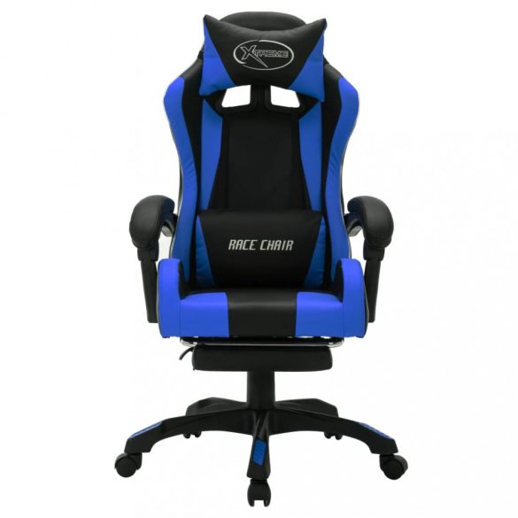 kék és fekete műbőr versenyszék RGB LED-világítással