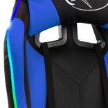 kék és fekete műbőr versenyszék RGB LED-világítással