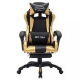 aranyszínű és fekete műbőr versenyszék RGB LED-világítással