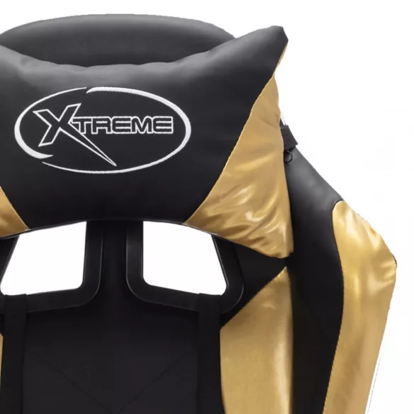 aranyszínű és fekete műbőr versenyszék RGB LED-világítással