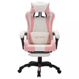 rózsaszín és fehér műbőr versenyszék RGB LED-világítással