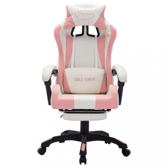 rózsaszín és fehér műbőr versenyszék RGB LED-világítással