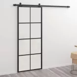fekete alumínium és ESG üveg tolóajtó 76 x 205 cm