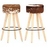 2 db barna valódi bőr nyers mangófa bárszék