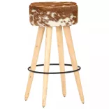 2 db barna valódi bőr nyers mangófa bárszék