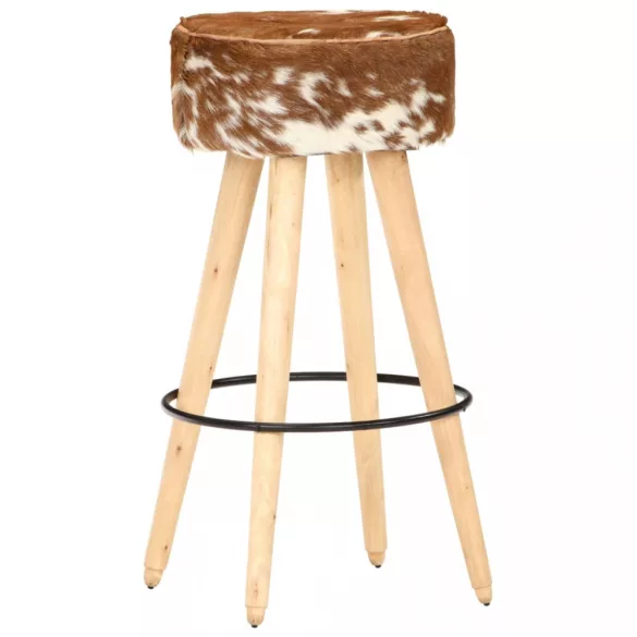 2 db barna valódi bőr nyers mangófa bárszék