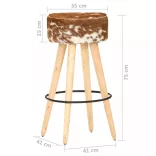 2 db barna valódi bőr nyers mangófa bárszék