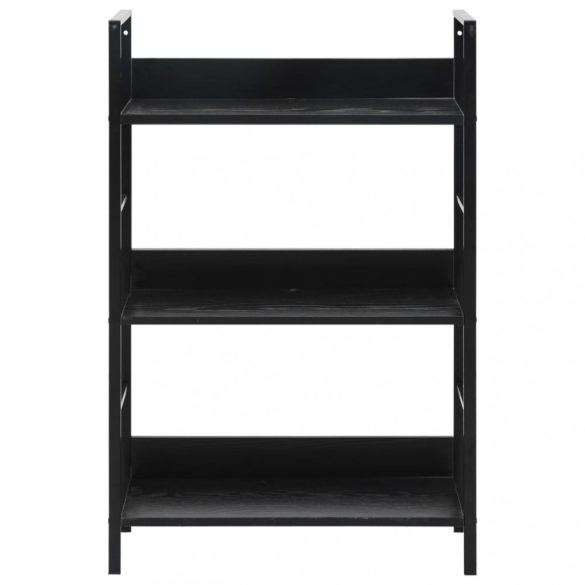 3 szintes fekete szerelt fa könyvespolc 60 x 27,6 x 90,5 cm