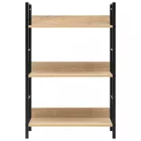 3 szintes tölgyszínű szerelt fa könyvespolc 60 x 27,6 x 90,5 cm