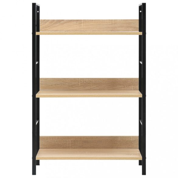 3 szintes tölgyszínű szerelt fa könyvespolc 60 x 27,6 x 90,5 cm