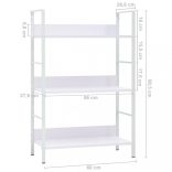 3 szintes fehér szerelt fa könyvespolc 60 x 27,6 x 90,5 cm