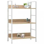 3 szintes tölgyszínű szerelt fa könyvespolc 60 x 27,6 x 90,5 cm