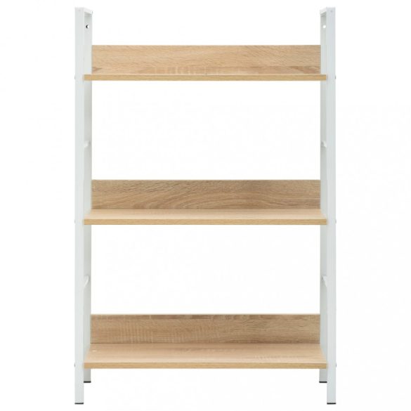 3 szintes tölgyszínű szerelt fa könyvespolc 60 x 27,6 x 90,5 cm