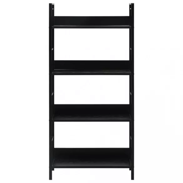 4 szintes fekete szerelt fa könyvespolc 60 x 27,6 x 124,5 cm
