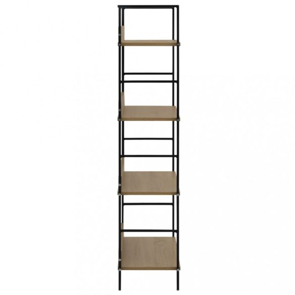 4 szintes tölgyszínű szerelt fa könyvespolc 60x27,6x124,5 cm