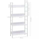 4 szintes fehér szerelt fa könyvespolc 60 x 27,6 x 124,5 cm