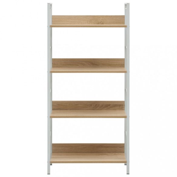 4 szintes tölgyszínű szerelt fa könyvespolc 60x27,6x124,5 cm