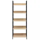 5 szintes tölgyszínű szerelt fa könyvespolc 60x27,6x158,5 cm