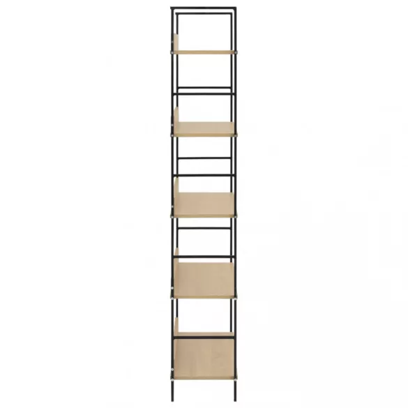 5 szintes tölgyszínű szerelt fa könyvespolc 60x27,6x158,5 cm