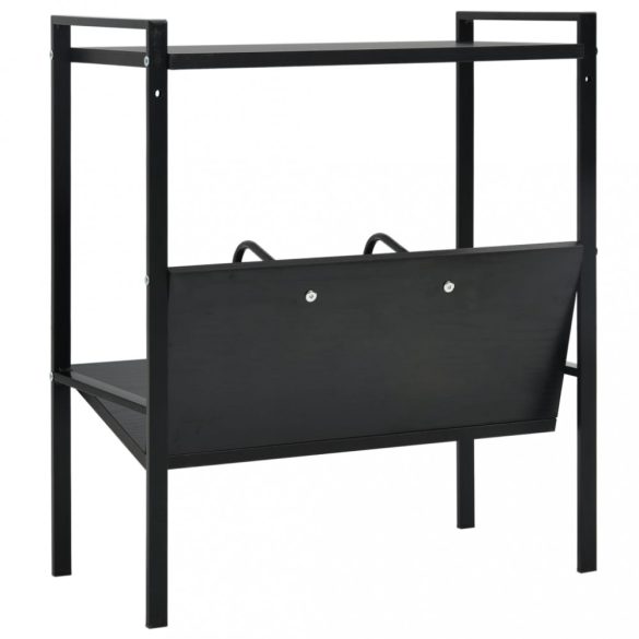 2-szintes fekete szerelt fa könyvespolc 52 x 28 x 59 cm