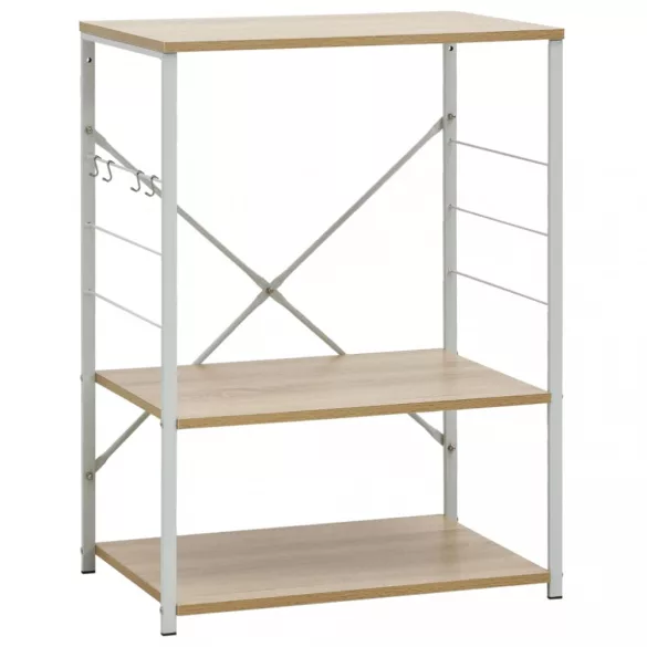 fehér és tölgy szerelt fa mikrohullámú szekrény 60x39,6x79,5 cm