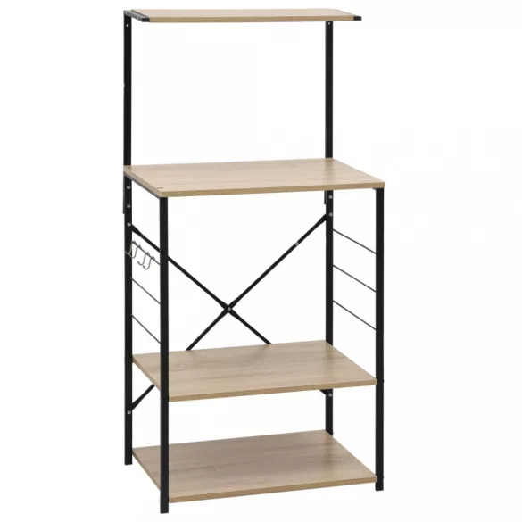 fekete-tölgyszínű szerelt fa mikrosütő szekrény 60x39,6x123 cm