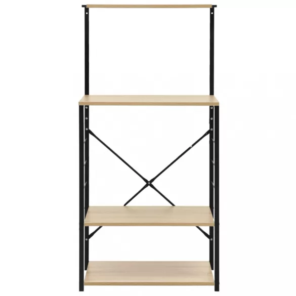 fekete-tölgyszínű szerelt fa mikrosütő szekrény 60x39,6x123 cm