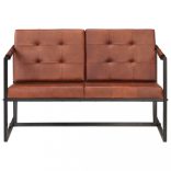 2 személyes barna valódi kecskebőr kanapé