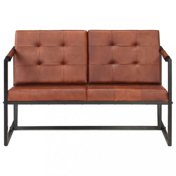 2 személyes barna valódi kecskebőr kanapé