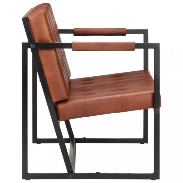 2 személyes barna valódi kecskebőr kanapé