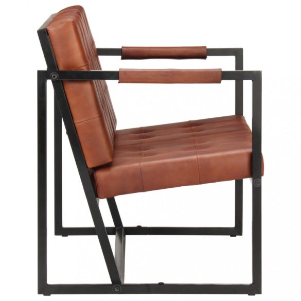 barna valódi kecskebőr háromszemélyes kanapé