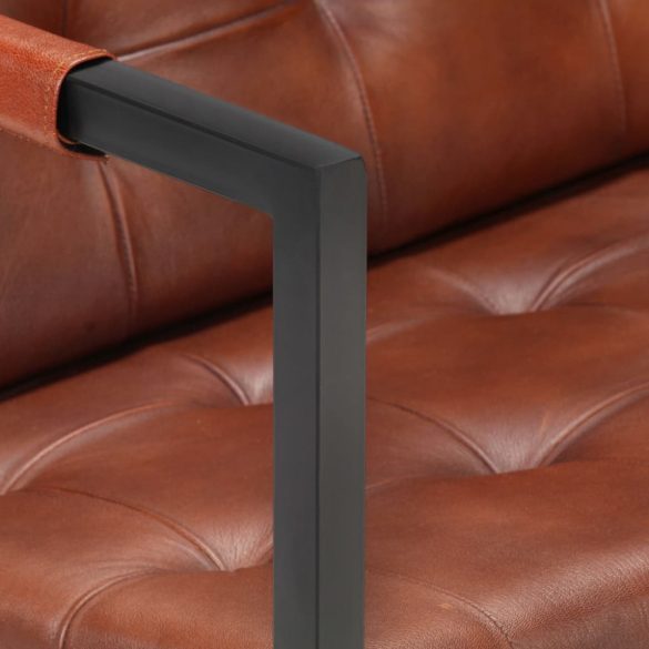 barna valódi kecskebőr háromszemélyes kanapé