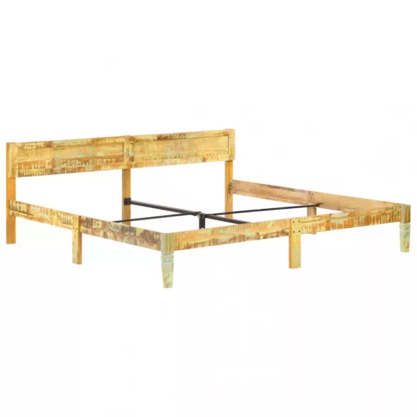 tömör újrahasznosított fa ágykeret 200 x 200 cm
