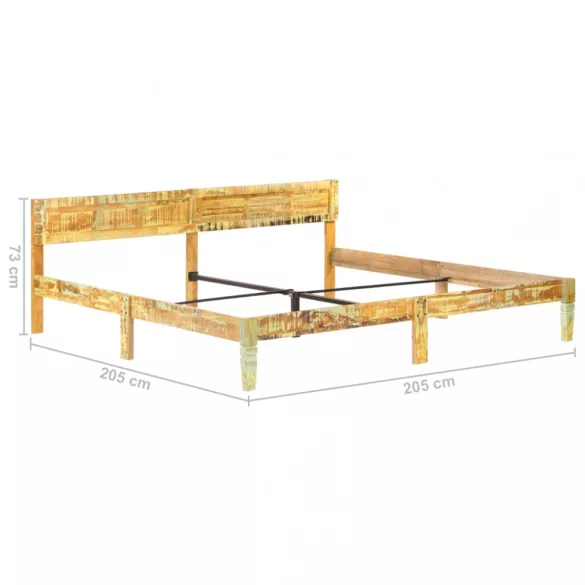 tömör újrahasznosított fa ágykeret 200 x 200 cm