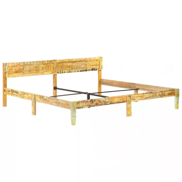 tömör újrahasznosított fa ágykeret 200 x 200 cm