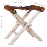 kecskebőr és tömör tíkfa összecsukható szék