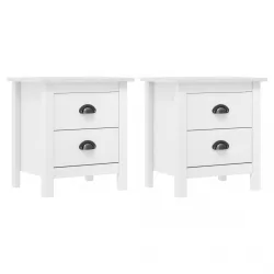   Hill 2 db fehér tömör fenyőfa éjjeliszekrény 46 x 35 x 49,5 cm