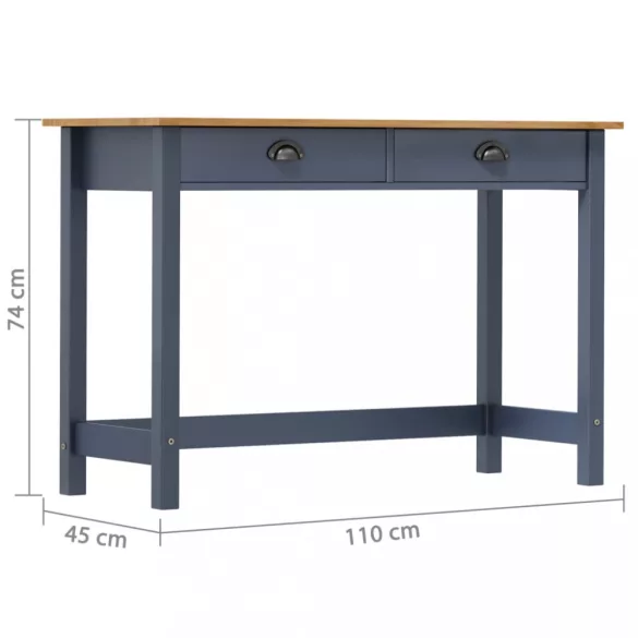 Hill szürke 2 fiókos tömör fenyőfa tálalóasztal 110x45x74 cm