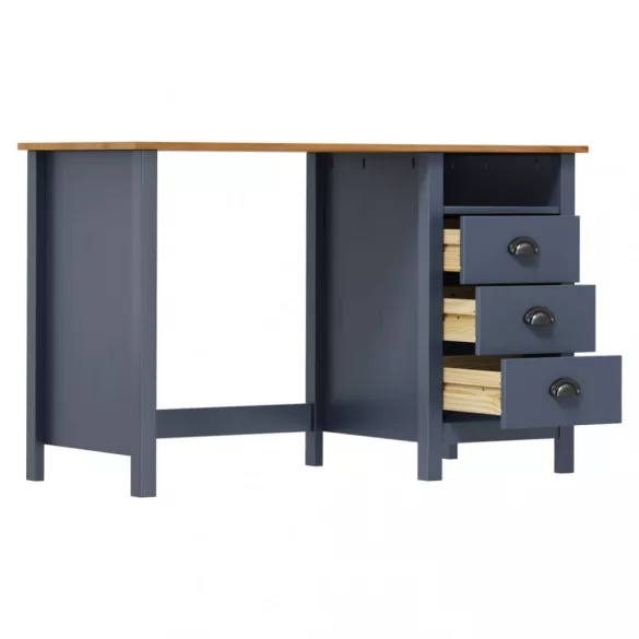 Hill szürke 3 fiókos tömör fenyőfa íróasztal 120 x 50 x 74 cm