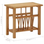 tömör tölgyfa magazinasztal 45 x 27 x 42 cm